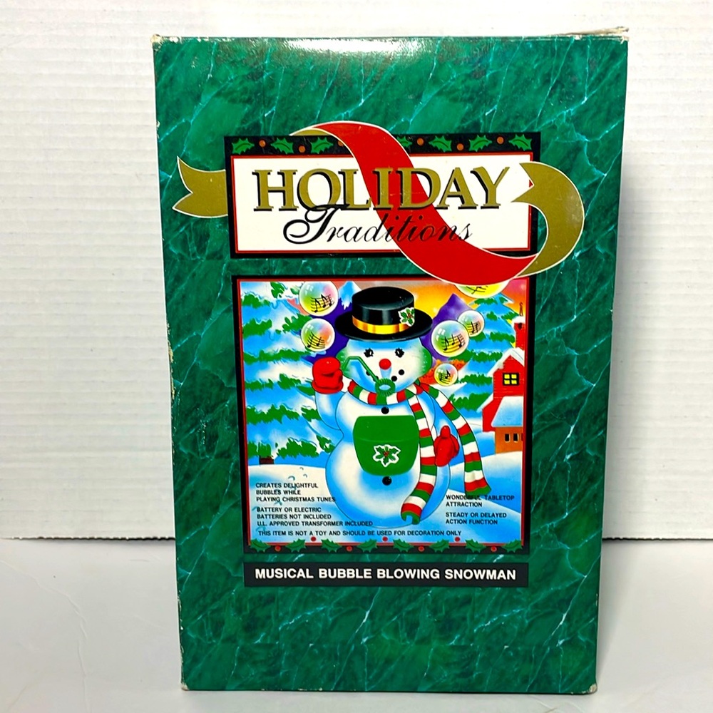 Holiday Traditions Vintage Singing and Blowing Bubbles Snowman With Box
